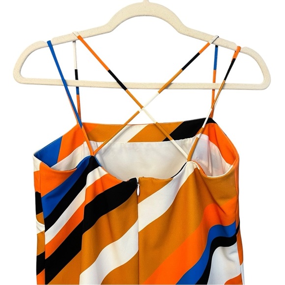 Milly Abstract Swirl Mini Dress Orange Multi 6 Colorful Mod Contemporary Chic - Picture 5 of 8